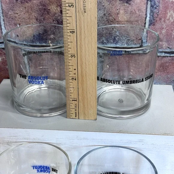 Absolut Vodka Rocks Glasses The Absolute Umbrella Stand Set of 4 Barware - Picture 4 of 6